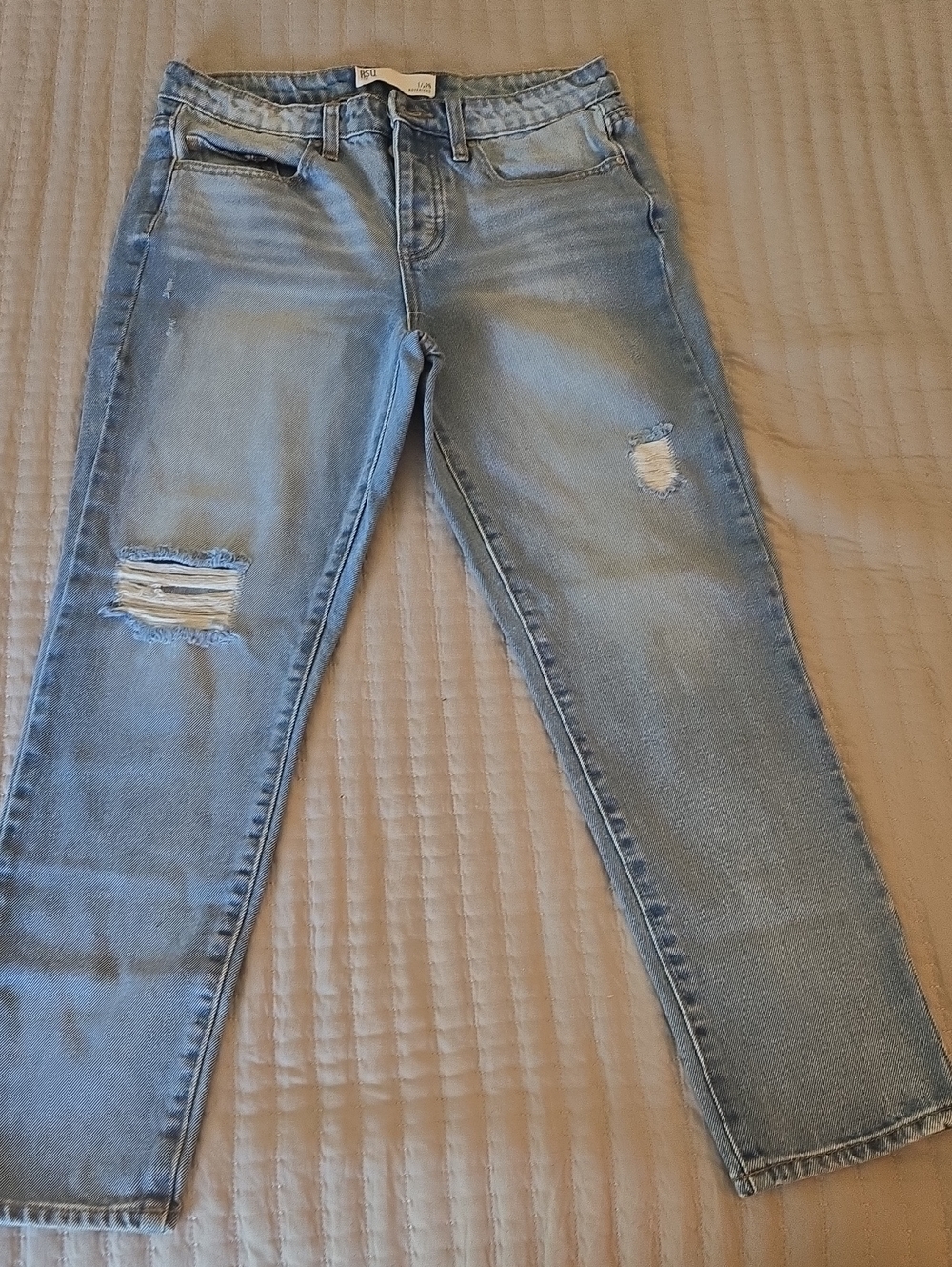 RSQ Light Blue Straight-Leg Distressed Jeans